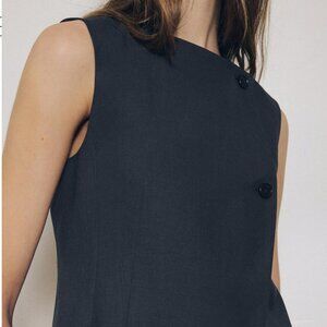 ZARA ZW Collection Double-Breasted Button Vest – Size XS – Anthracite Gray